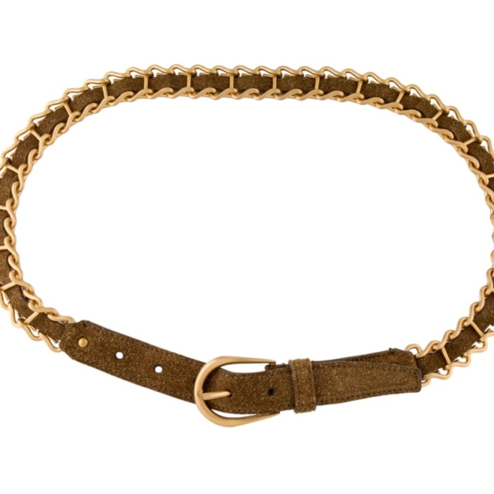 Miu Miu suede and gold chain belt